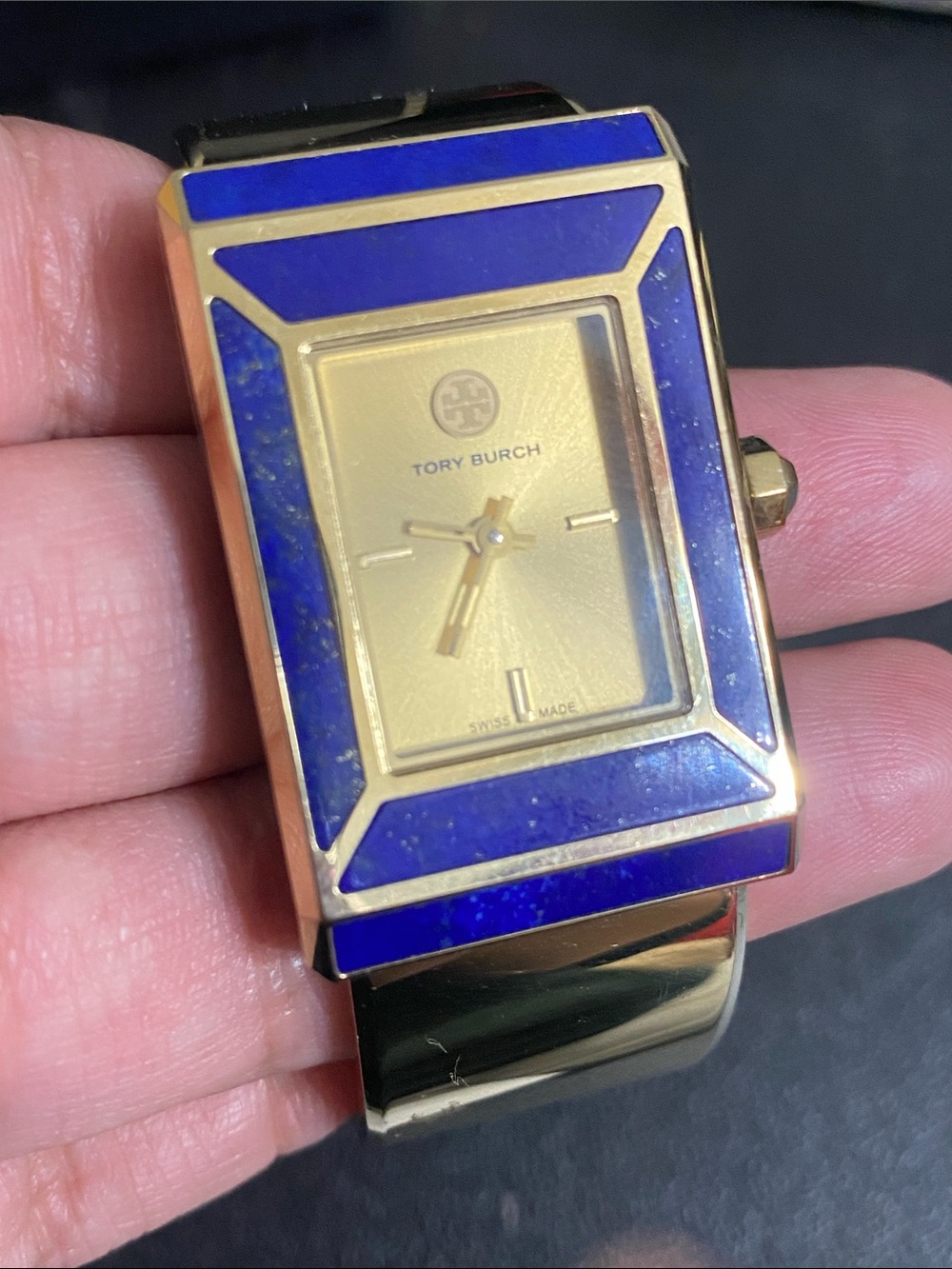 Tory Burch Gold Tone Watch with Blue Lapis Bezel Limited Edition 136/500